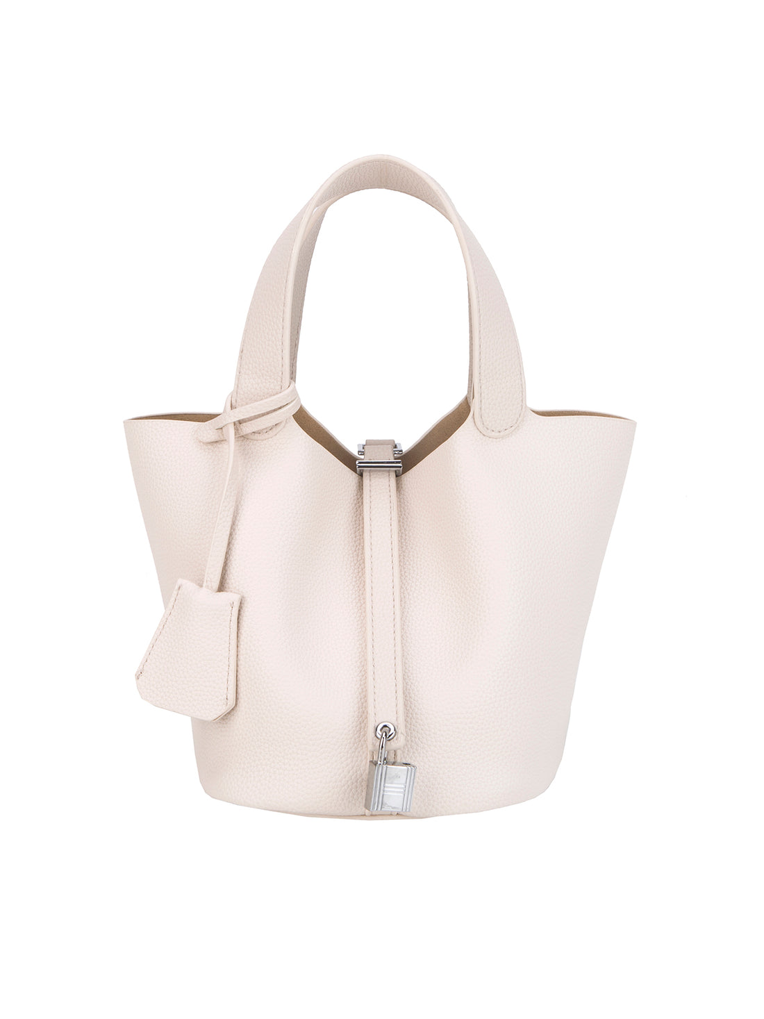 ivory mini bucket tote bag, front view