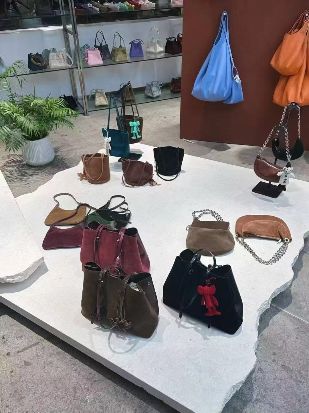 Showroom handbag selection in the Sunchain photo collection